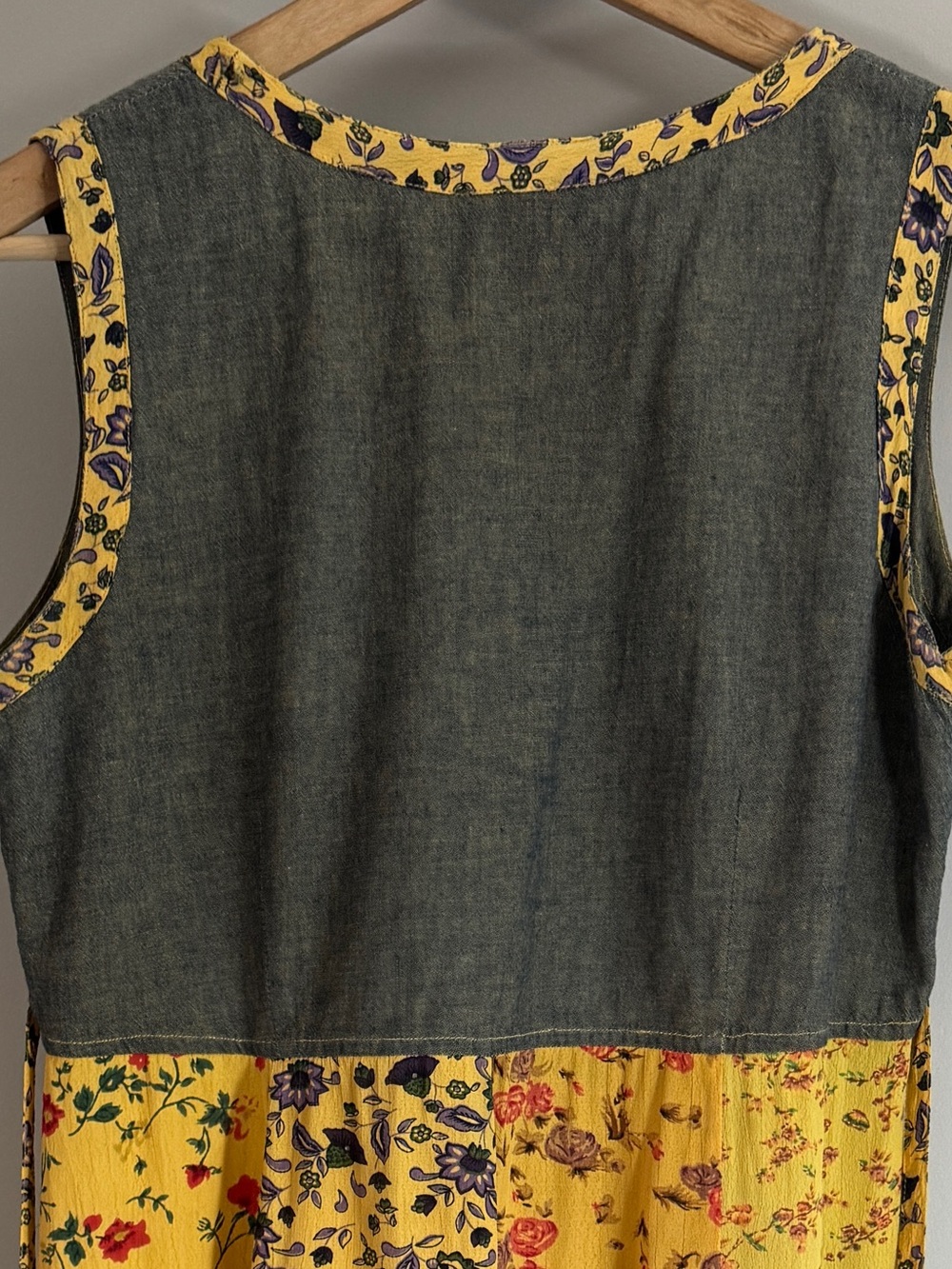 Vintage Raindrops Patchwork Floral Dress 90s Boho Grunge Cottagecore Tie Back M - Picture 11 of 15